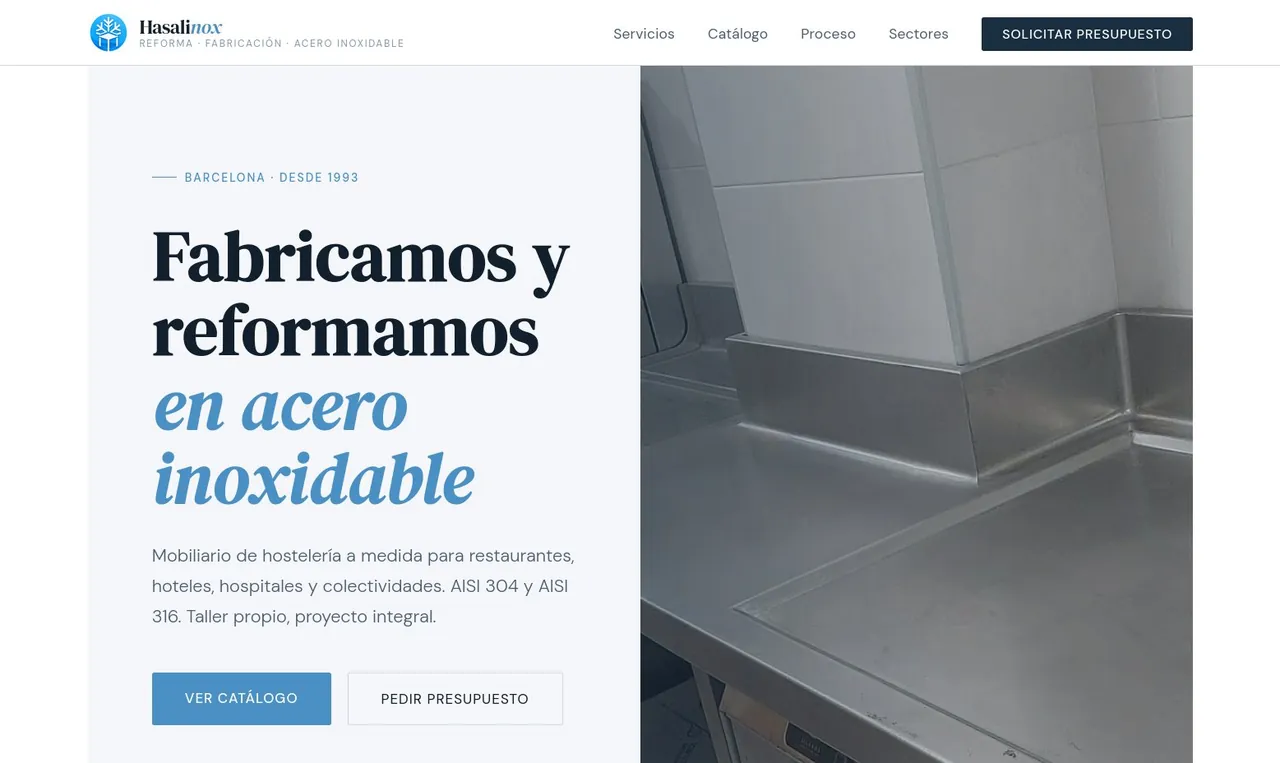 Página de inicio de la web de Hasalinox